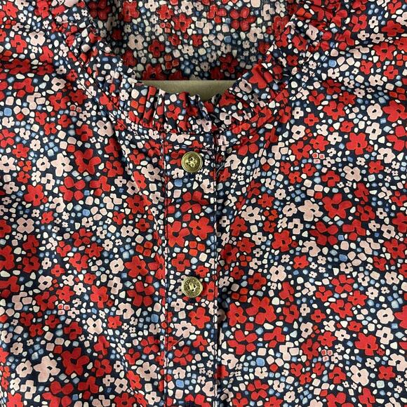 J Crew Crewcuts Jumpsuit Girls 14 Floral Puff Sleeve Gold Button Cotton Colorful - Picture 4 of 16